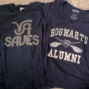 Navy Youth Large Young Adult Book/Literature T-Shirts - Hogwarts Alumni/YA Saves